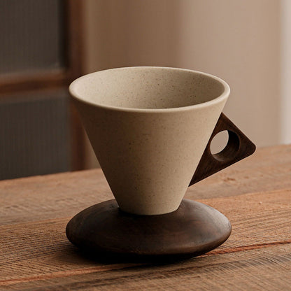 🎄 Christmas Sale: Up to 50% Off!🎁Vintage Coffee Mug with Wooden Handle & Saucer