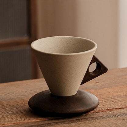 🎄 Christmas Sale: Up to 50% Off!🎁Vintage Coffee Mug with Wooden Handle & Saucer