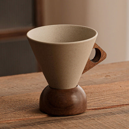 🎄 Christmas Sale: Up to 50% Off!🎁Vintage Coffee Mug with Wooden Handle & Saucer