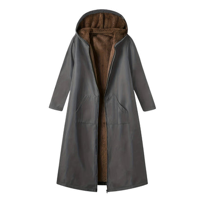 🔥Women’s Vintage Fuzzy-Lined Long Coat With Hood