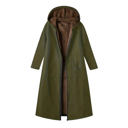 🔥Women’s Vintage Fuzzy-Lined Long Coat With Hood