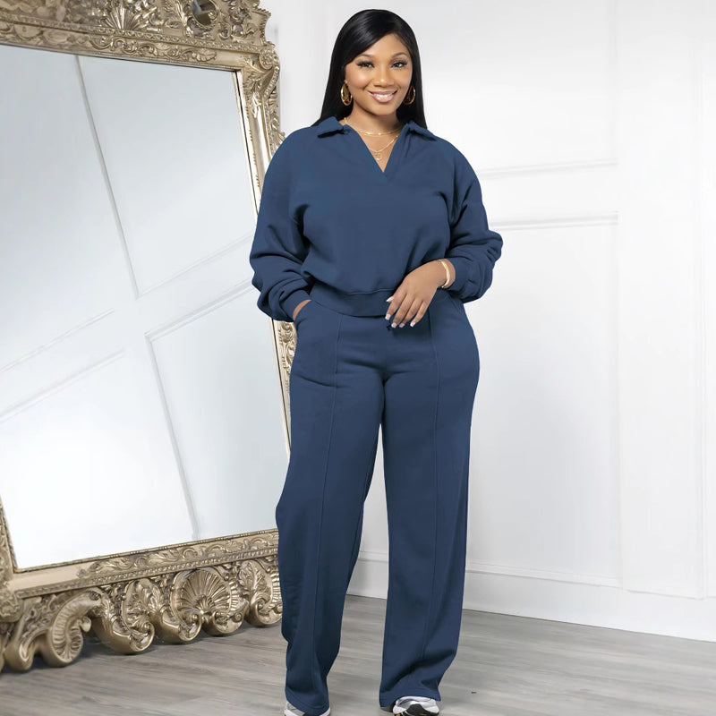 Long Sleeve Top & Elastic Drawstring Pants Set