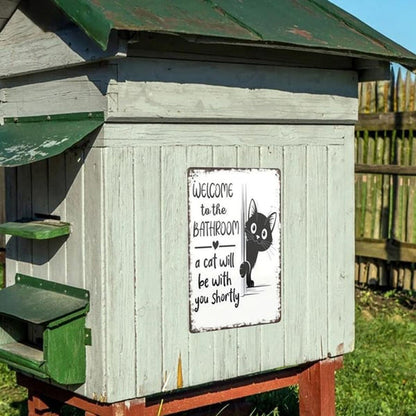 🎉 Vintage Black & White Cat & Dog Metal Sign – Humorous Bathroom Wall Decor, Tinplate Plaque, New Year 50% OFF 🛁🐾