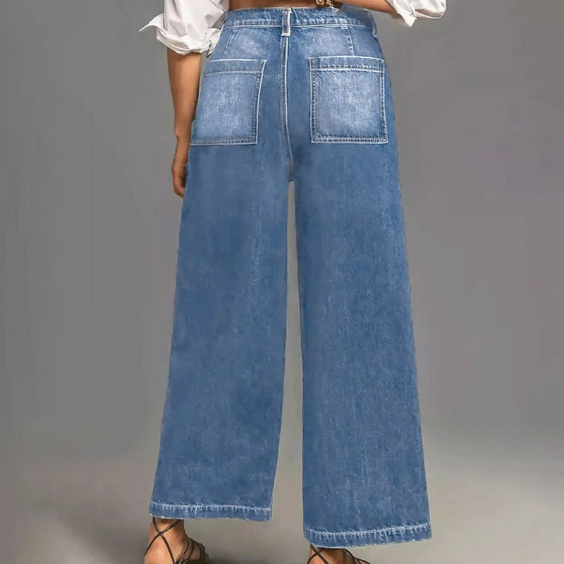 Women's Casual High-Rise Wide-Leg Jeans