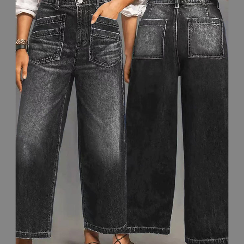 Women's Casual High-Rise Wide-Leg Jeans