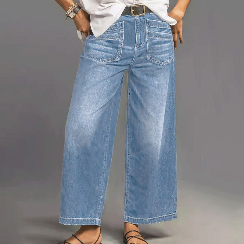 Women's Casual High-Rise Wide-Leg Jeans