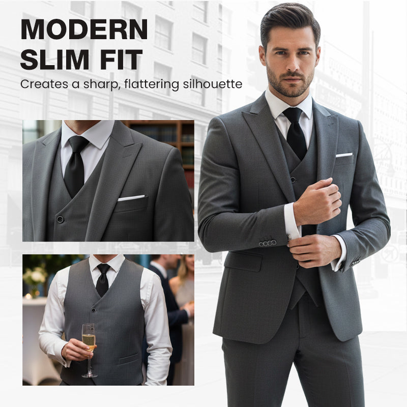 📢📢60%  OFF !! ⏰Men's Slim-Fit 3-Piece Suit Set🕴️