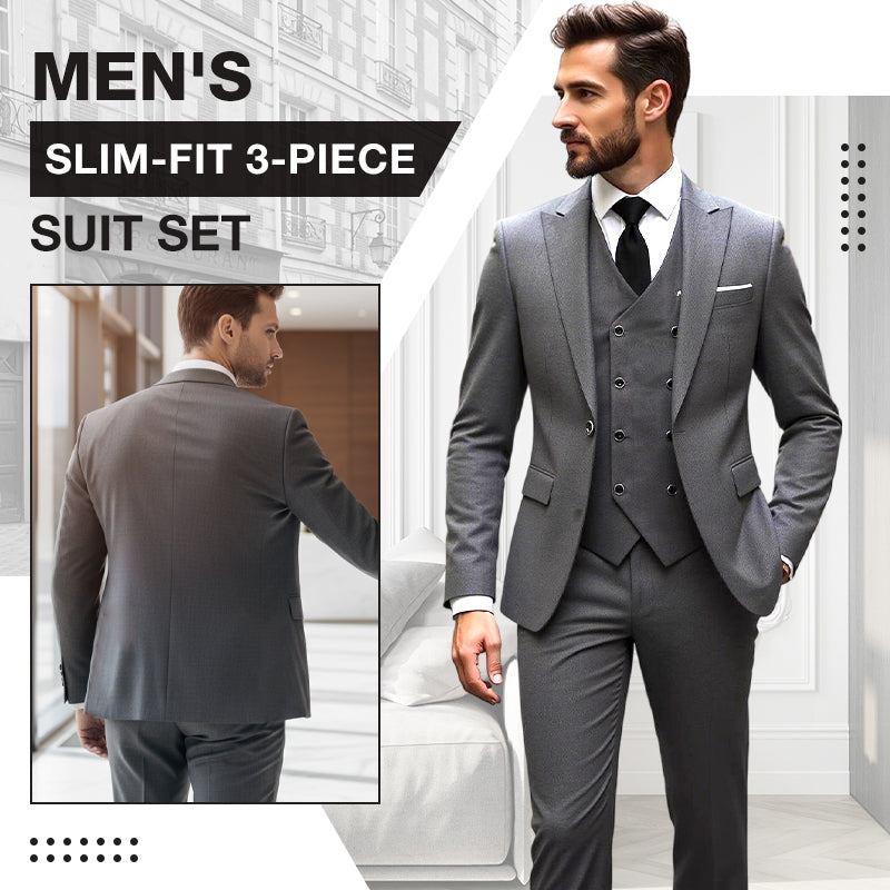 📢📢60%  OFF !! ⏰Men's Slim-Fit 3-Piece Suit Set🕴️