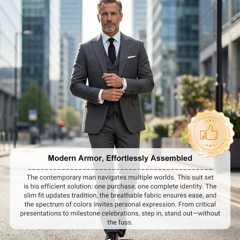 📢📢60%  OFF !! ⏰Men's Slim-Fit 3-Piece Suit Set🕴️