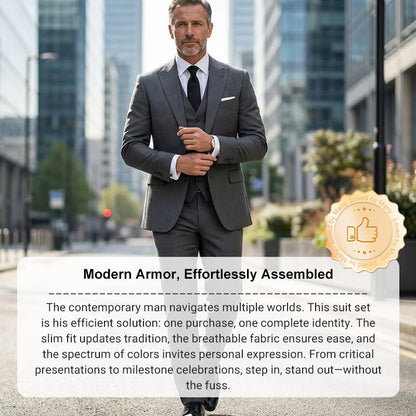 📢📢60%  OFF !! ⏰Men's Slim-Fit 3-Piece Suit Set🕴️
