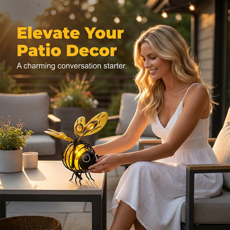🐝💡Hanging Solar Bee Light – Warm Amber Glow, Flicker-Free, Perfect for Garden Parties, Camping, or Kids’ Rooms🌞