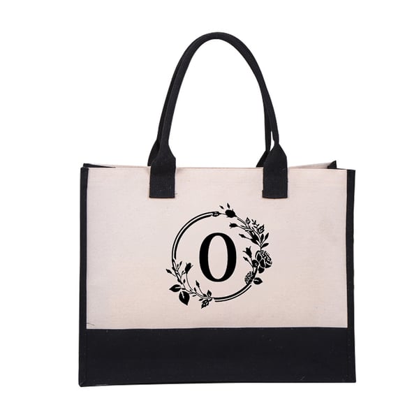 Perfect Gift-DIY Letter Canvas Bag Women Hit Color Simple Shoulder Shopping Tote Handbag