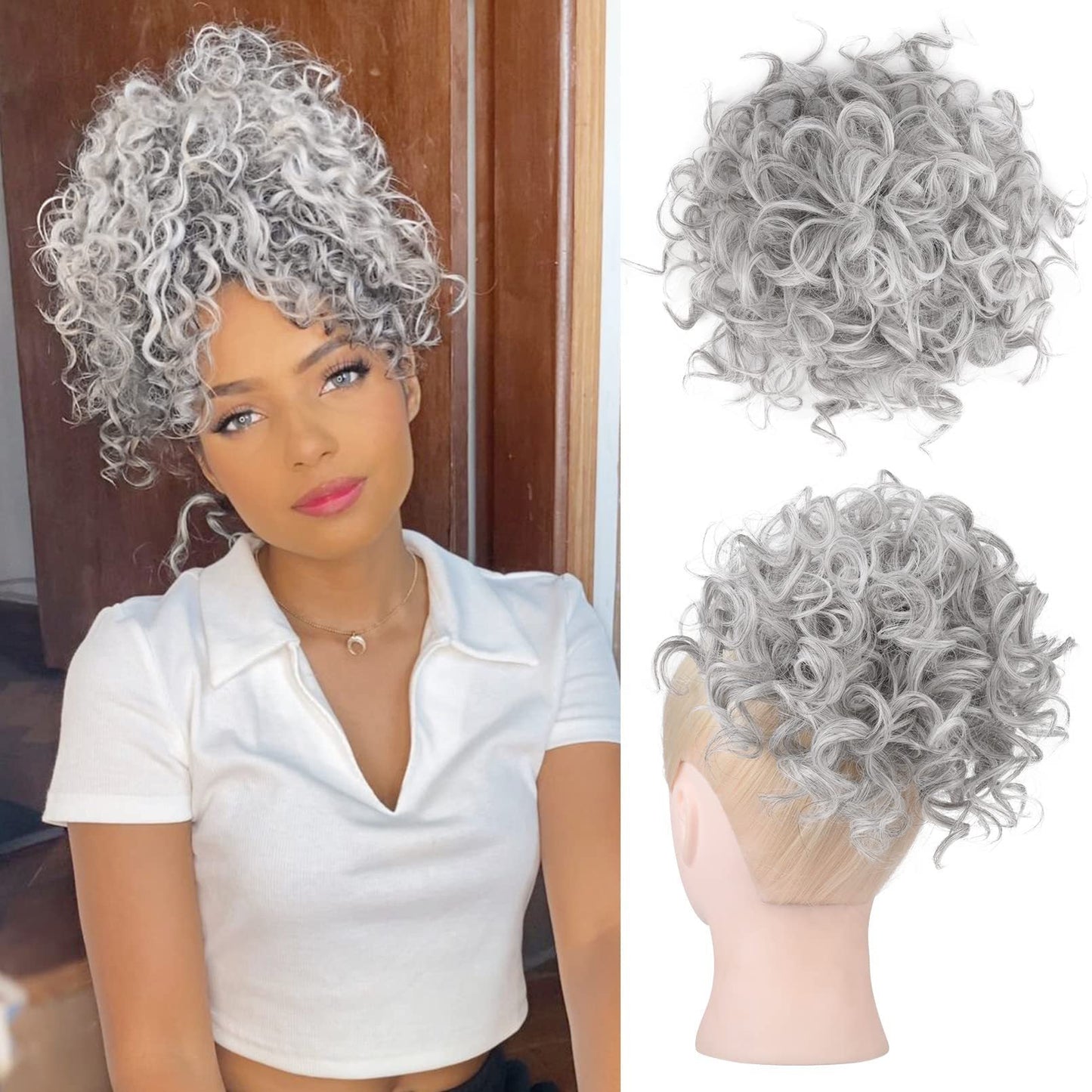 🔥Hot Sale 14.99🔥Elastic Drawstring Loose Short Curly Bun（50% OFF）