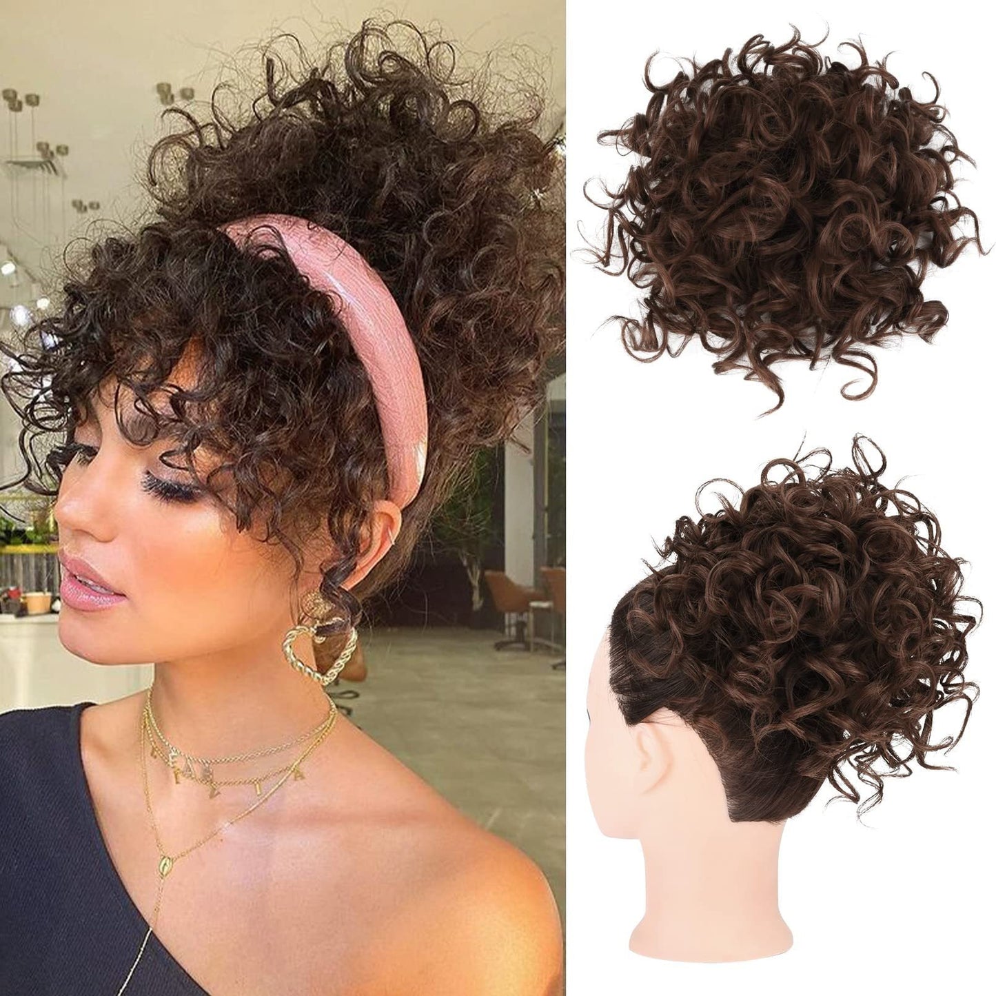 🔥Hot Sale 14.99🔥Elastic Drawstring Loose Short Curly Bun（50% OFF）