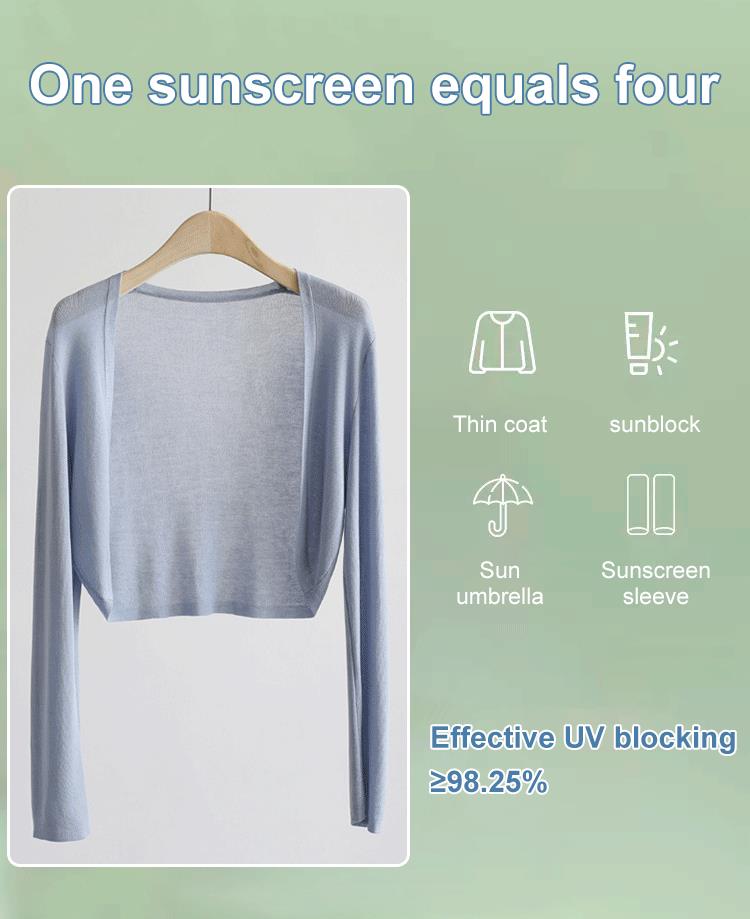 ✨Sun knit Cardigan Women's thin ice silk Coat shawl air-conditioned shirt with slip skirt