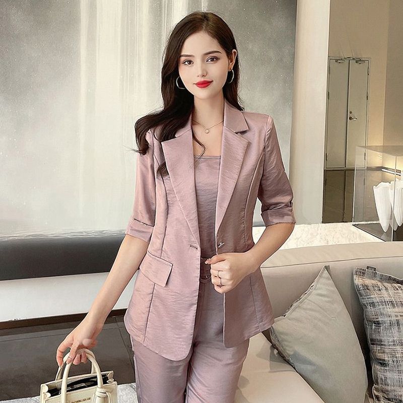 Women’s Fashion Casual Business 3-piece Set (Blazer+Camisole+Pants)