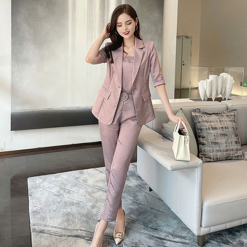 Women’s Fashion Casual Business 3-piece Set (Blazer+Camisole+Pants)