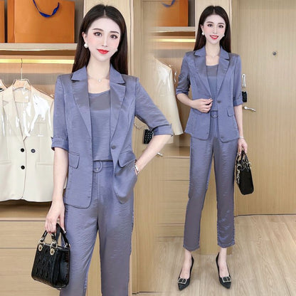 Women’s Fashion Casual Business 3-piece Set (Blazer+Camisole+Pants)