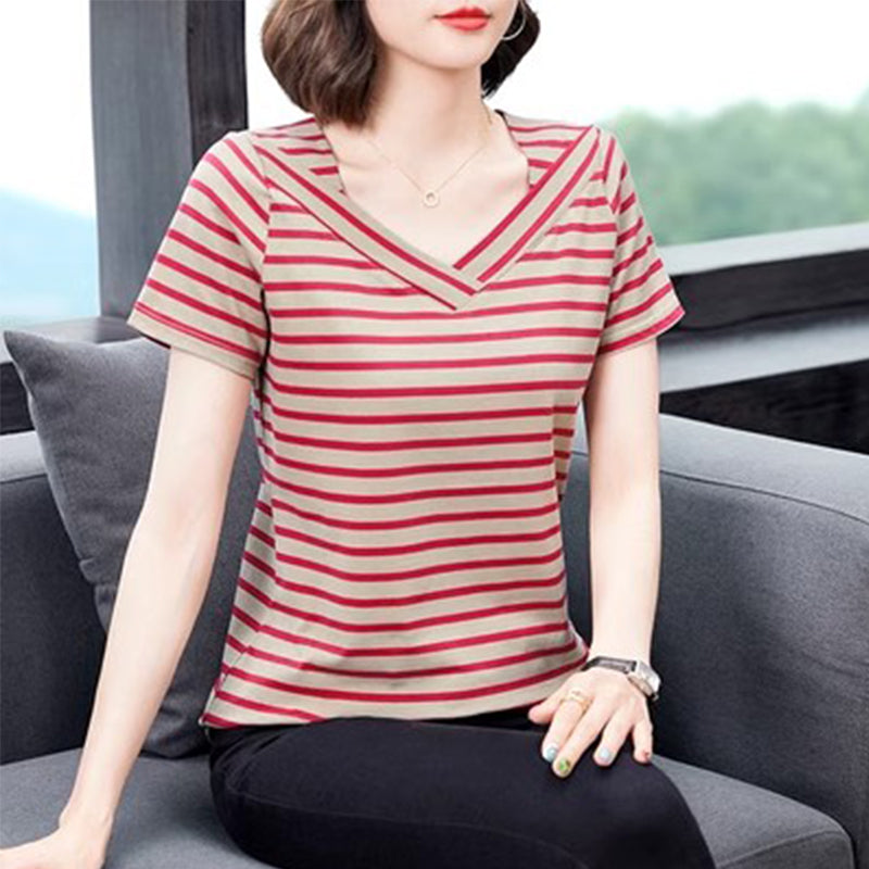 Summer Women’s Simple Striped Classic T-Shirt