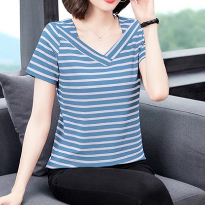 Summer Women’s Simple Striped Classic T-Shirt