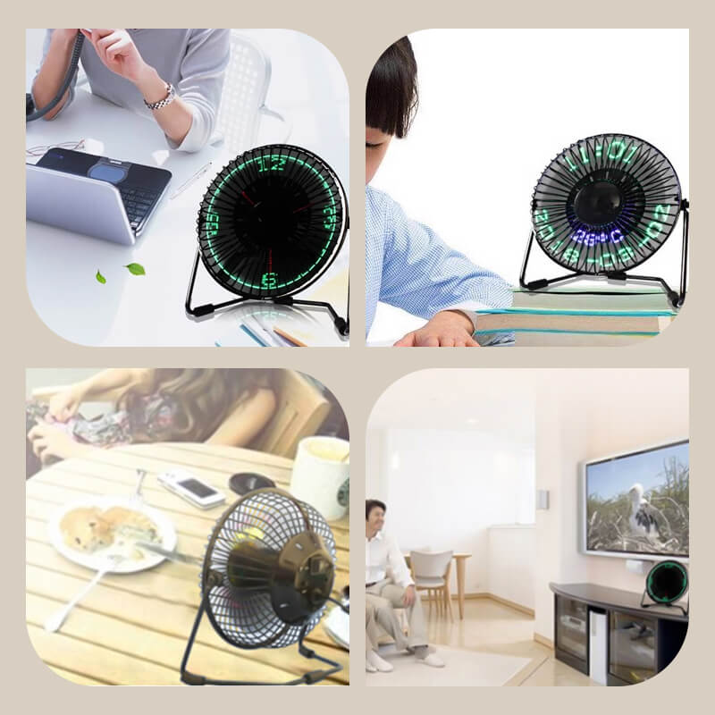 TEMPERATURE LED CLOCK LIGHT USB FAN