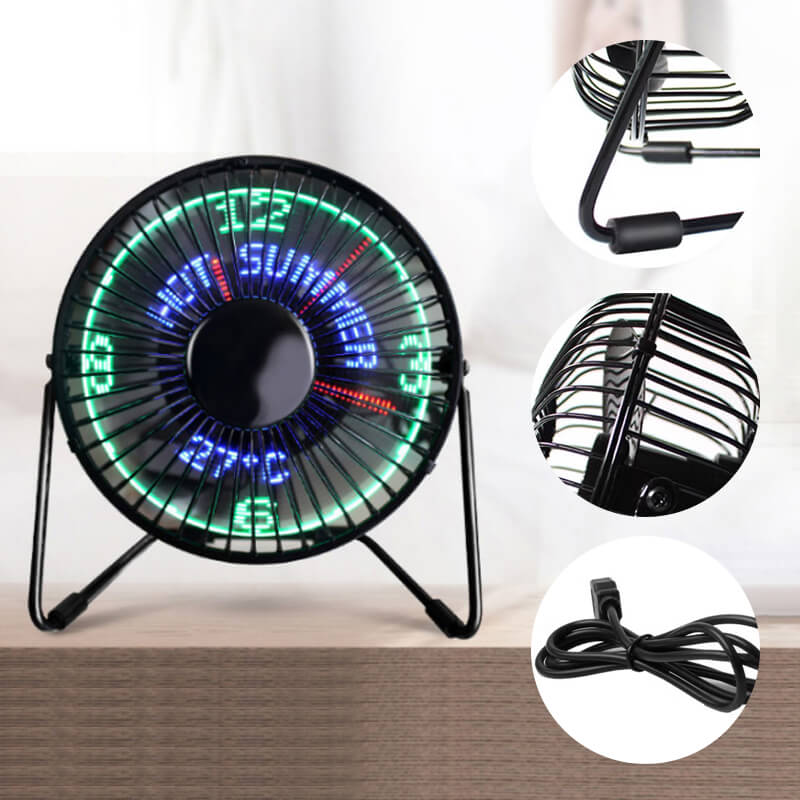 TEMPERATURE LED CLOCK LIGHT USB FAN