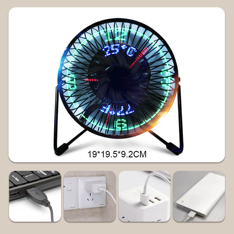 TEMPERATURE LED CLOCK LIGHT USB FAN