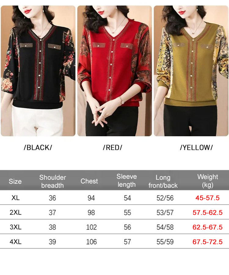 Stylish V-neck Rhinestone-embellished Top For Autumn