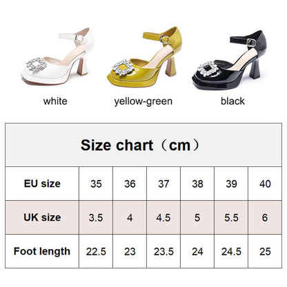 Small Square-toe French Rhinestone High Heel