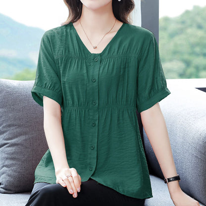 Women's V Neck Short Sleeve Top（50% OFF）