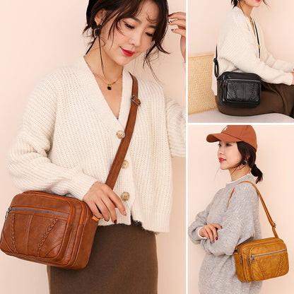 Fashionable Soft Leather Square Shoulder Bag