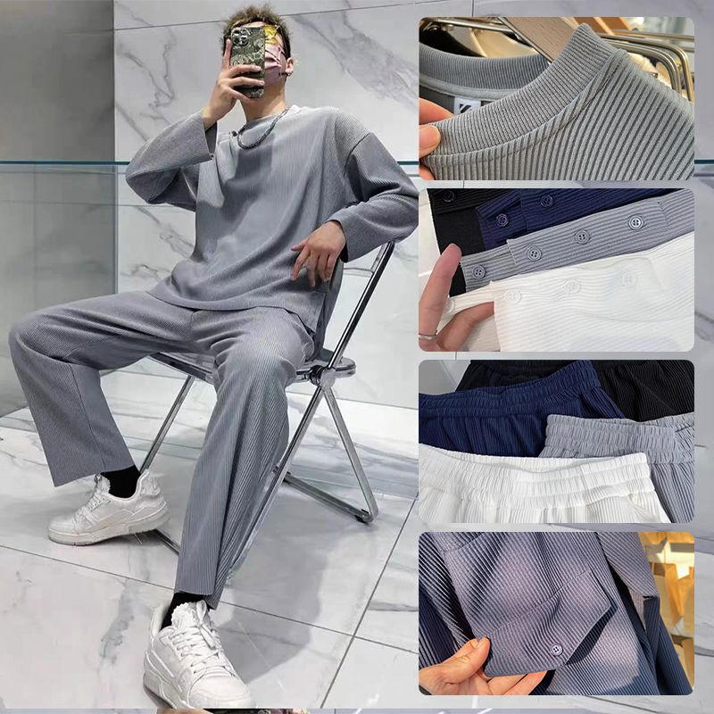 Men’s Loose Fashionable Long Sleeve 2-piece Set（50% OFF）