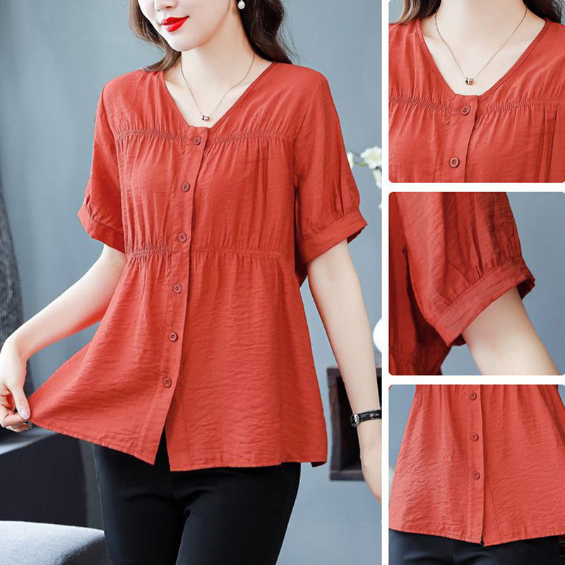 Women's V Neck Short Sleeve Top（50% OFF）