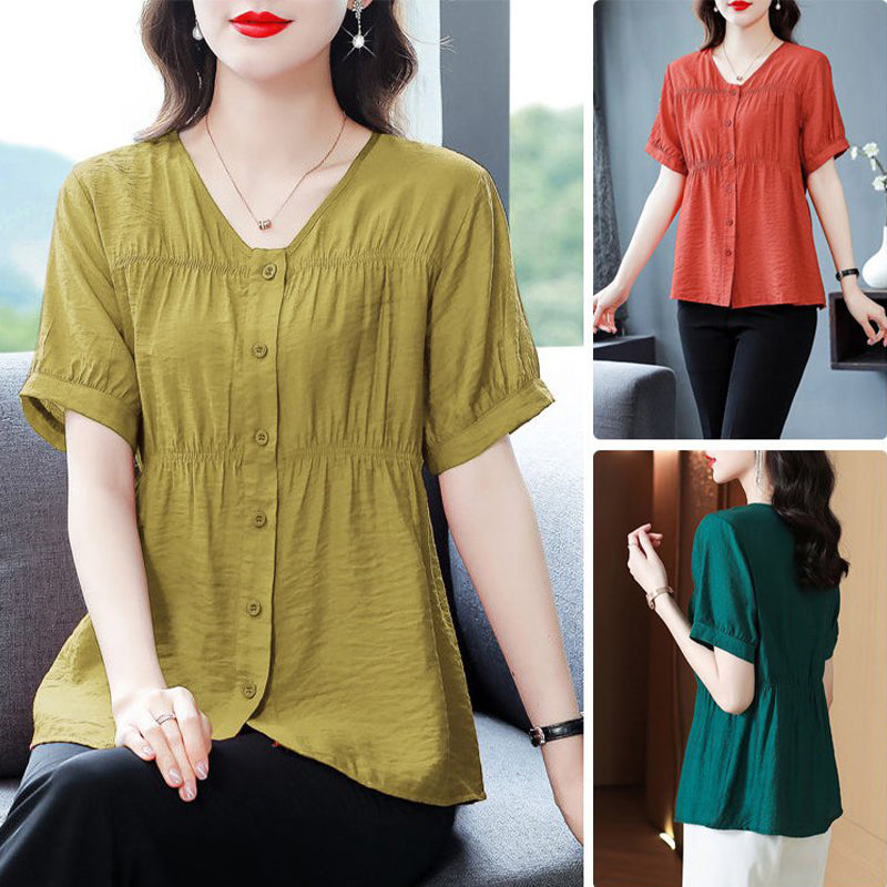 Women's V Neck Short Sleeve Top（50% OFF）