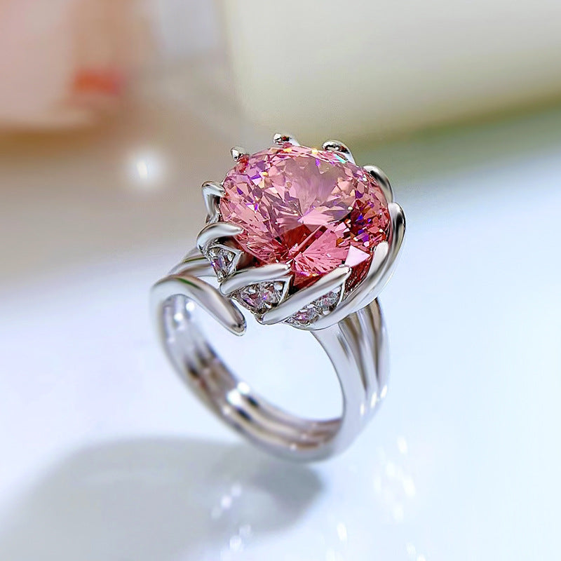 6 Carat Pink Lotus Zircon Ring