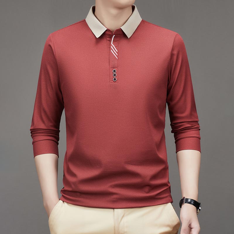 Men's Business Casual Solid Color Lapel Base T-shirt（50% OFF）