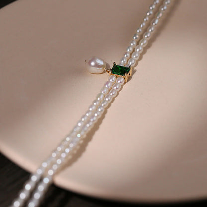 Elegant Emerald Freshwater Pearl Short Necklace（50% OFF）