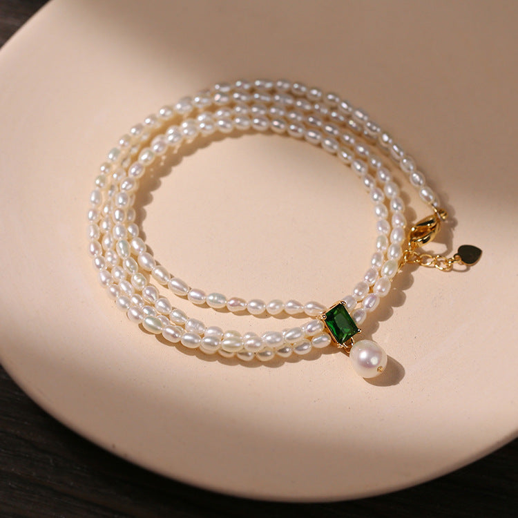 Elegant Emerald Freshwater Pearl Short Necklace（50% OFF）